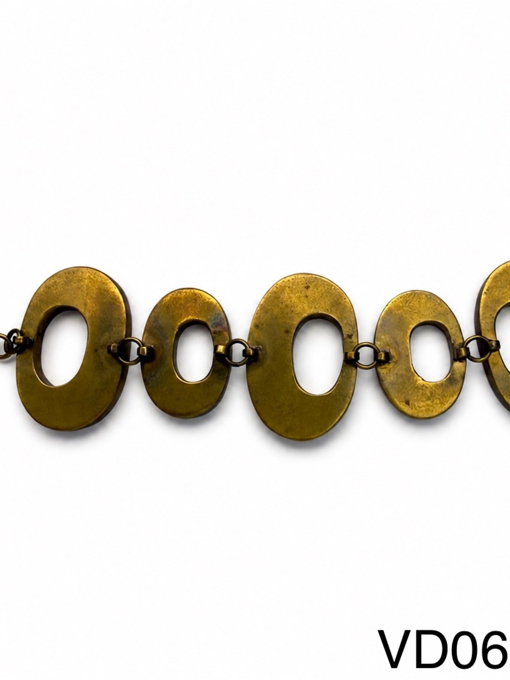 Artisan Brass Tone Modernist Oval Link Statement Bracelet